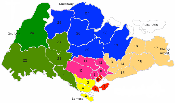 Singapore District Map, Singapore District Guide